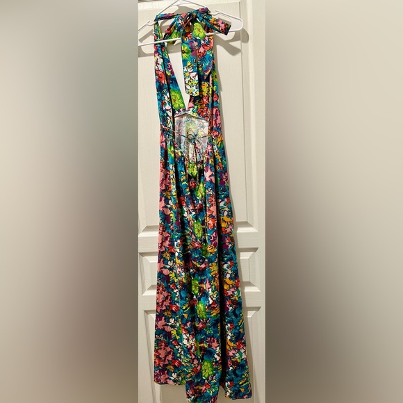 Free People Nouveau Tropic Plunging Halter Neck Linen Blend Bare Back Maxi ZB2 - Picture 12 of 13